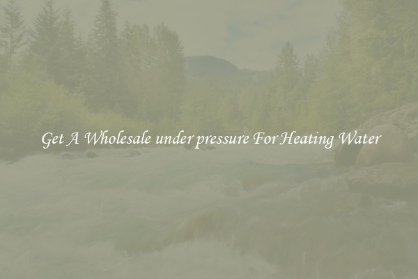 Get A Wholesale under pressure For Heating Water